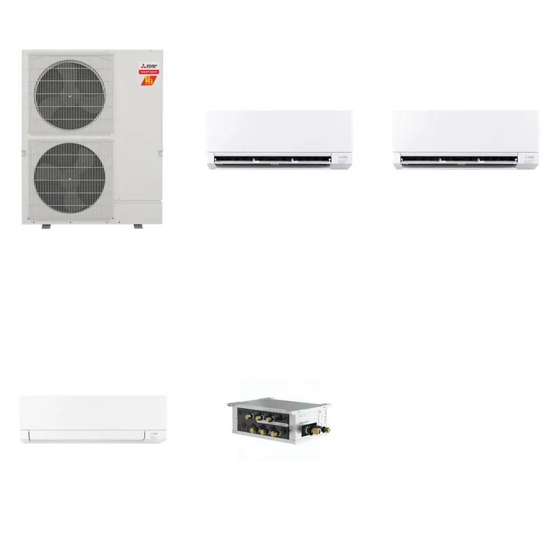 Mitsubishi Multi-Zone 60000 BTU R-454B 20 SEER2 3-Zone Wall-Mounted Mini Split Heat Pump System - 12K+12K+18K