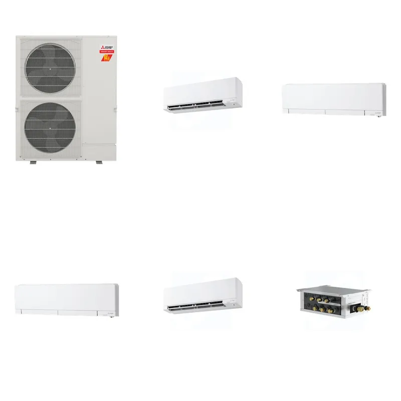 Mitsubishi Multi-Zone 60000 BTU R-454B 20 SEER2 4-Zone Wall-Mounted Hyper Heat Mini Split Heat Pump System - 9K+12K+12K+15K