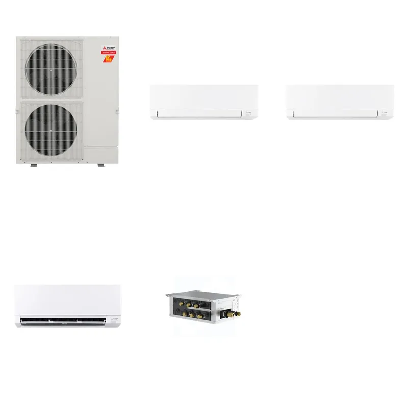 Mitsubishi Multi-Zone 60000 BTU R-454B 20 SEER2 3-Zone Wall-Mounted Mini Split Heat Pump System - 15K+18K+24K