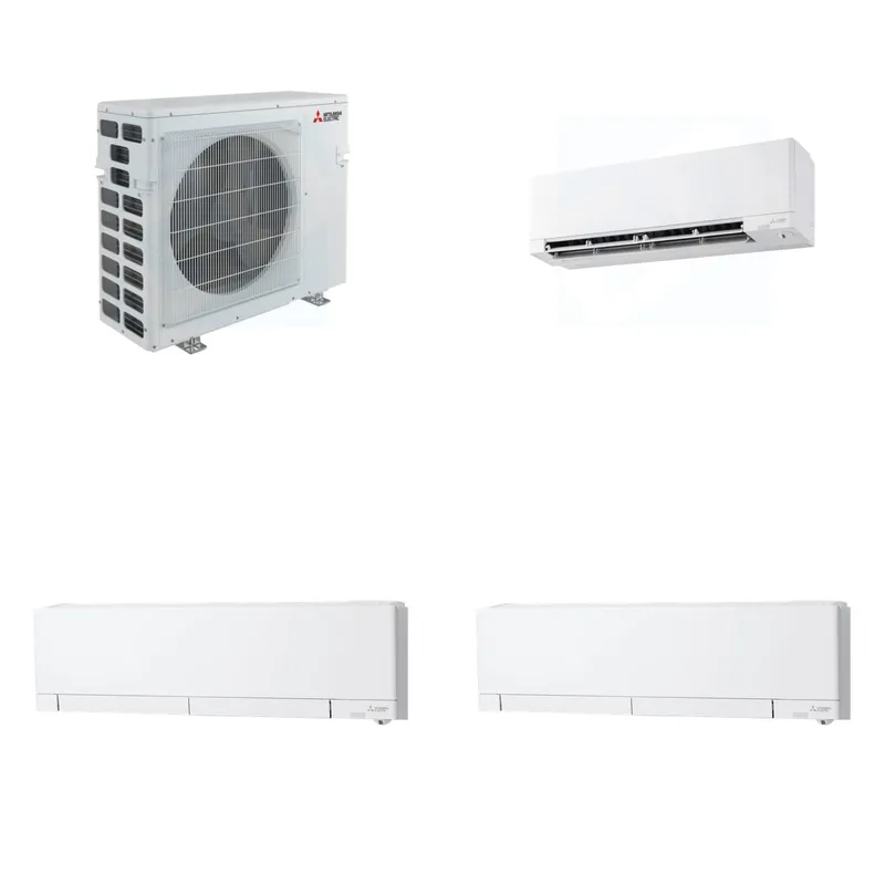 Mitsubishi Multi-Zone 40500 BTU R-454B 20 SEER2 3-Zone Wall-Mounted Hyper Heat Mini Split Heat Pump System - 9K+12K+12K