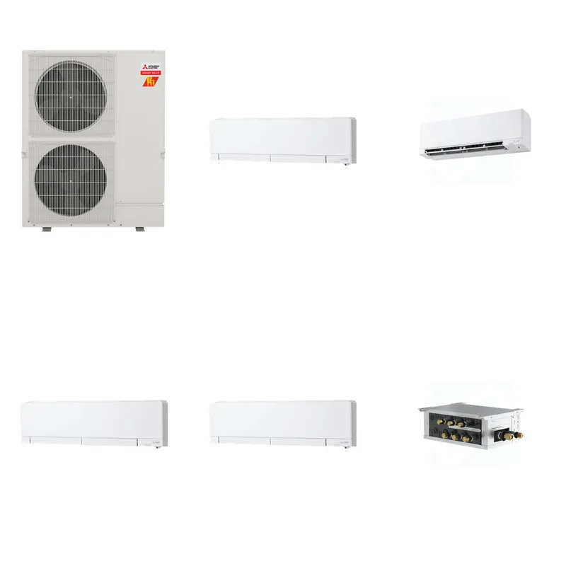 Mitsubishi Multi-Zone 60000 BTU R-454B 20 SEER2 4-Zone Wall-Mounted Hyper Heat Mini Split Heat Pump System - 6K+9K+12K+12K