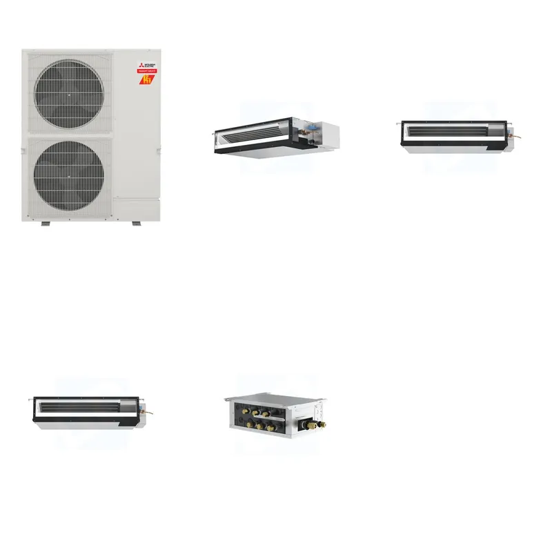 Mitsubishi Multi-Zone 60000 BTU R-454B 16 SEER2 3-Zone Ducted Low-Static Mini Split Heat Pump System - 12K+18K+18K