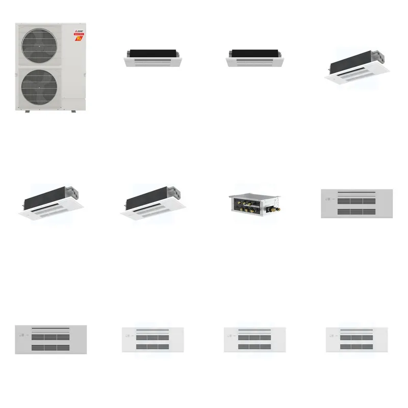 Mitsubishi Multi-Zone 60000 BTU R-454B 20 SEER2 5-Zone 1-Way Ceiling Cassette Mini Split Heat Pump System - 6K+6K+12K+12K+12K