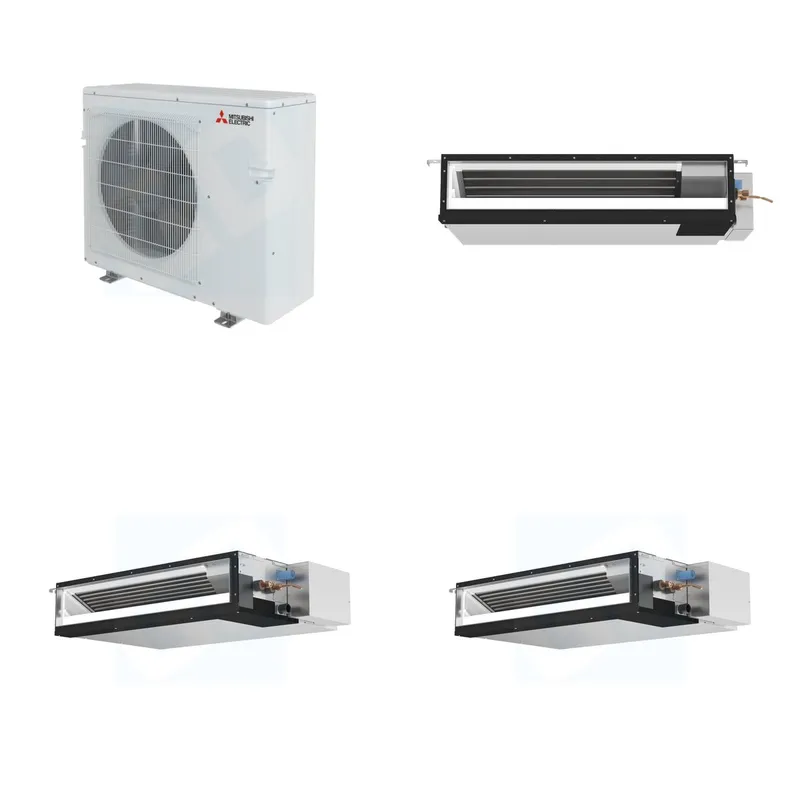 Mitsubishi Multi-Zone 28600 BTU R-454B 16 SEER2 3-Zone Ducted Low-Static Mini Split Heat Pump System - 9K+12K+12K