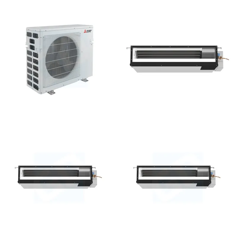Mitsubishi Multi-Zone 40500 BTU R-454B 16 SEER2 3-Zone Ducted Low-Static Mini Split Heat Pump System - 9K+18K+18K