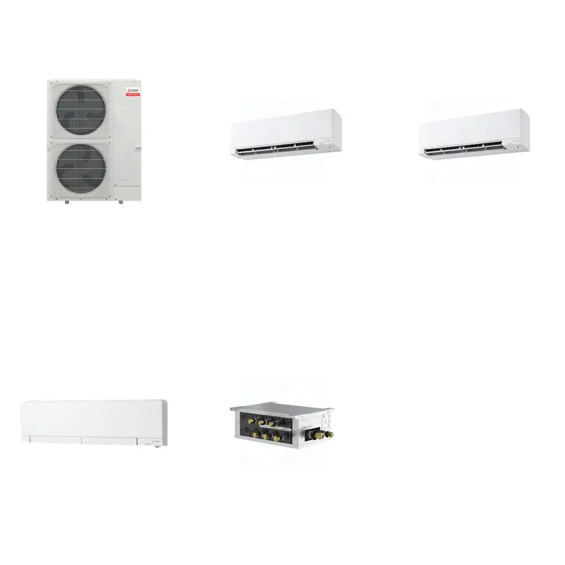 Mitsubishi Multi-Zone 36000 BTU R-454B 20 SEER2 3-Zone Wall-Mounted Hyper Heat Mini Split Heat Pump System - 9K+9K+12K