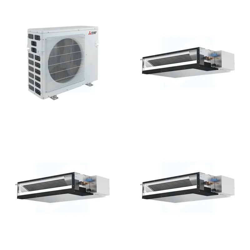 Mitsubishi Multi-Zone 40500 BTU R-454B 16 SEER2 3-Zone Ducted Low-Static Mini Split Heat Pump System - 15K+15K+15K
