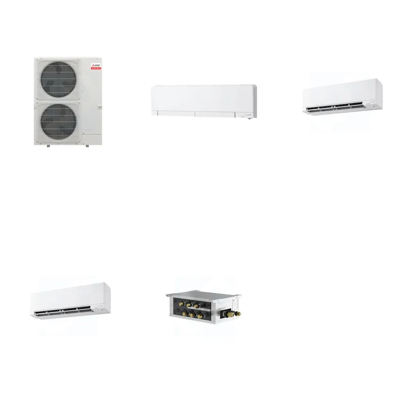 Mitsubishi Multi-Zone 48000 BTU R-454B 20 SEER2 3-Zone Wall-Mounted Hyper Heat Mini Split Heat Pump System - 6K+9K+18K