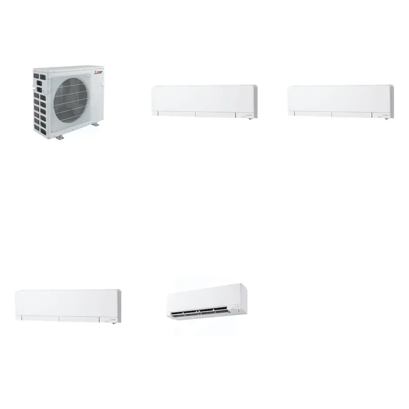 Mitsubishi Multi-Zone 40500 BTU R-454B 20 SEER2 4-Zone Wall-Mounted Hyper Heat Mini Split Heat Pump System - 12K+12K+12K+15K