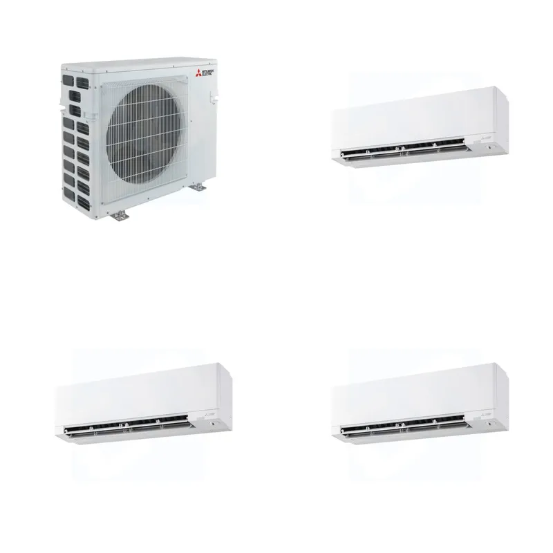 Mitsubishi Multi-Zone 40500 BTU R-454B 20 SEER2 3-Zone Wall-Mounted Hyper Heat Mini Split Heat Pump System - 9K+9K+15K
