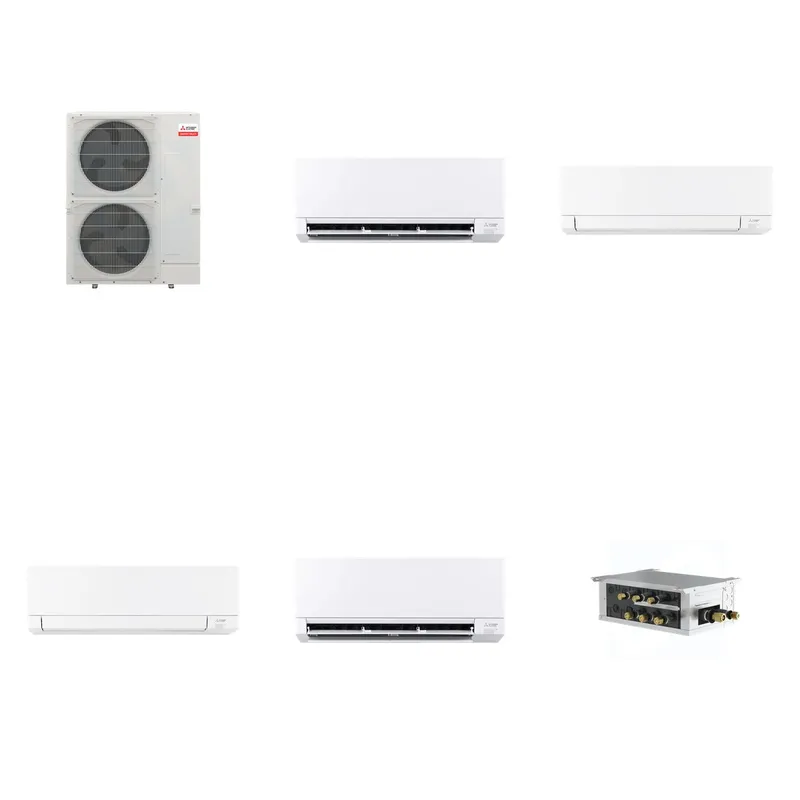 Mitsubishi Multi-Zone 48000 BTU R-454B 20 SEER2 4-Zone Wall-Mounted Mini Split Heat Pump System - 6K+15K+15K+24K