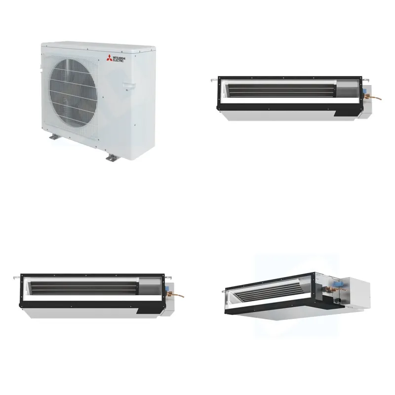 Mitsubishi Multi-Zone 36400 BTU R-454B 16 SEER2 3-Zone Ducted Low-Static Mini Split Heat Pump System - 9K+9K+12K