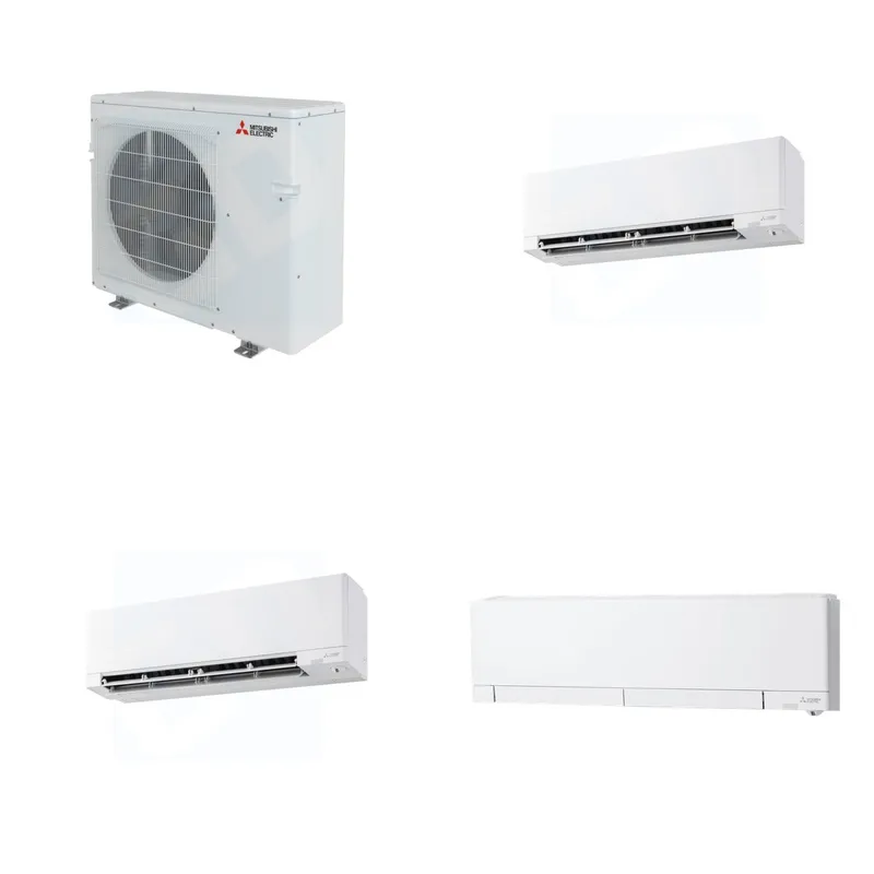 Mitsubishi Multi-Zone 28600 BTU R-454B 20 SEER2 3-Zone Wall-Mounted Hyper Heat Mini Split Heat Pump System - 9K+9K+12K