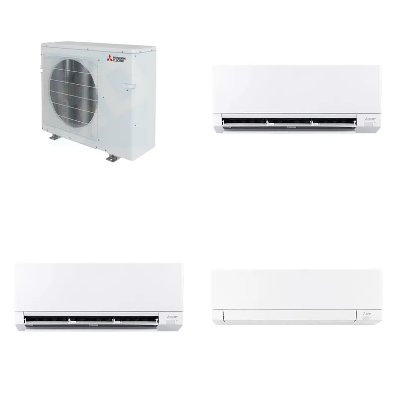Mitsubishi Multi-Zone 28600 BTU R-454B 20 SEER2 3-Zone Wall-Mounted Mini Split Heat Pump System - 6K+6K+18K