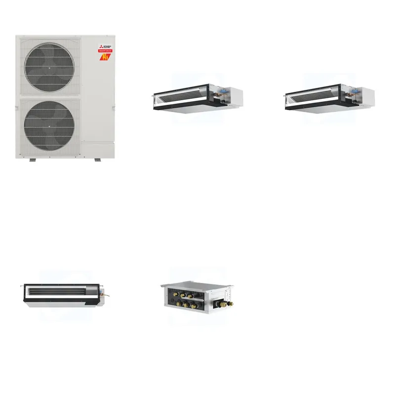 Mitsubishi Multi-Zone 60000 BTU R-454B 16 SEER2 3-Zone Ducted Low-Static Mini Split Heat Pump System - 12K+12K+18K