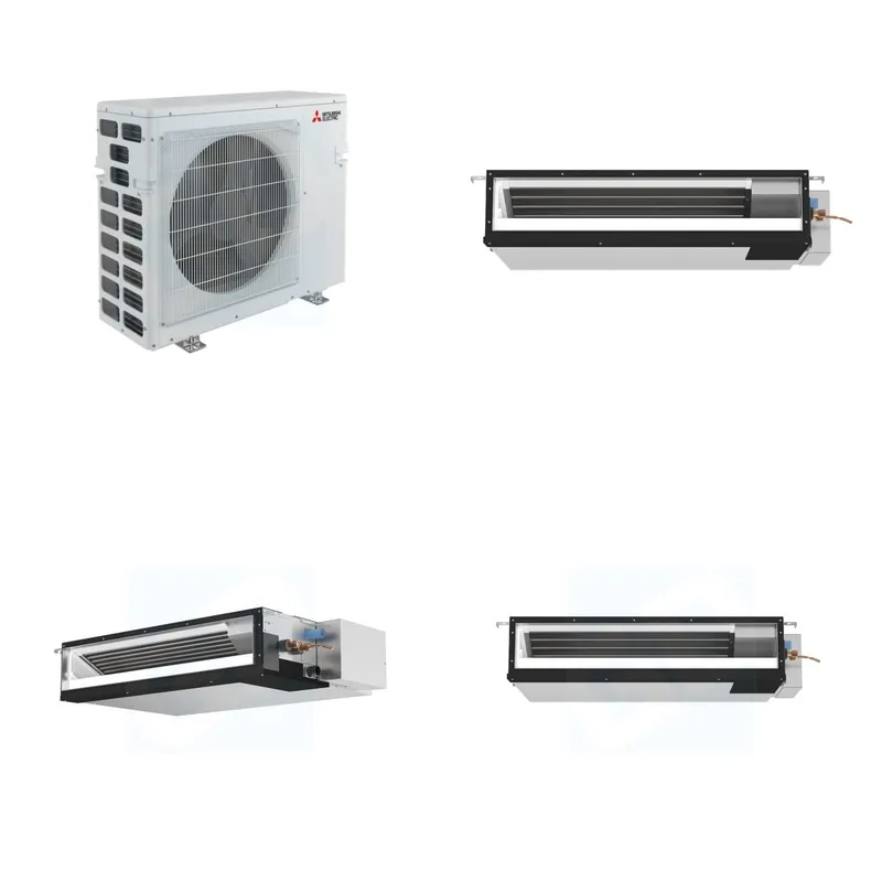Mitsubishi Multi-Zone 40500 BTU R-454B 16 SEER2 3-Zone Ducted Low-Static Mini Split Heat Pump System - 9K+15K+18K