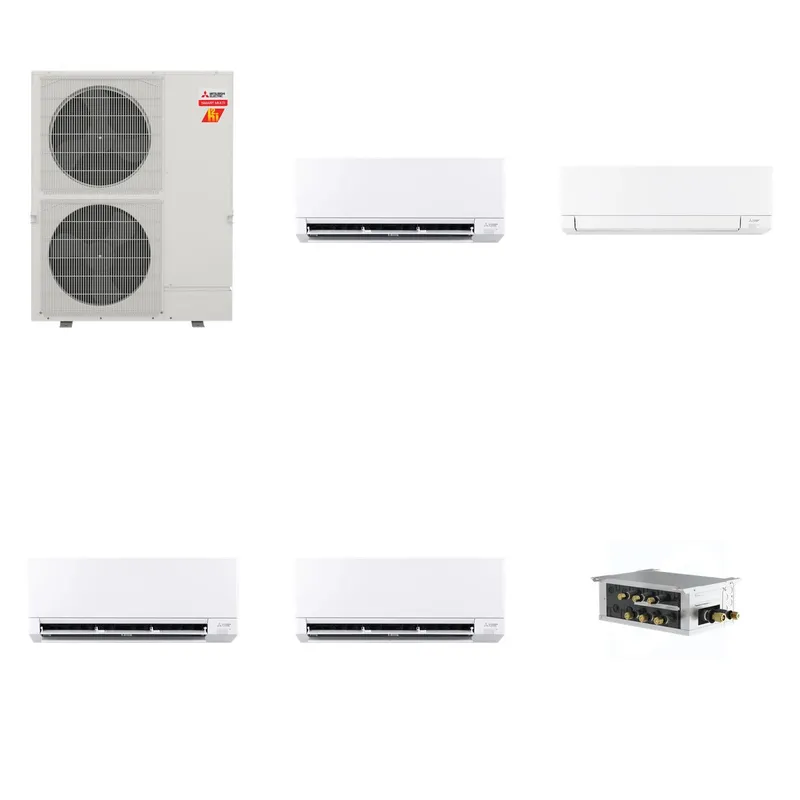Mitsubishi Multi-Zone 60000 BTU R-454B 20 SEER2 4-Zone Wall-Mounted Mini Split Heat Pump System - 6K+15K+24K+24K