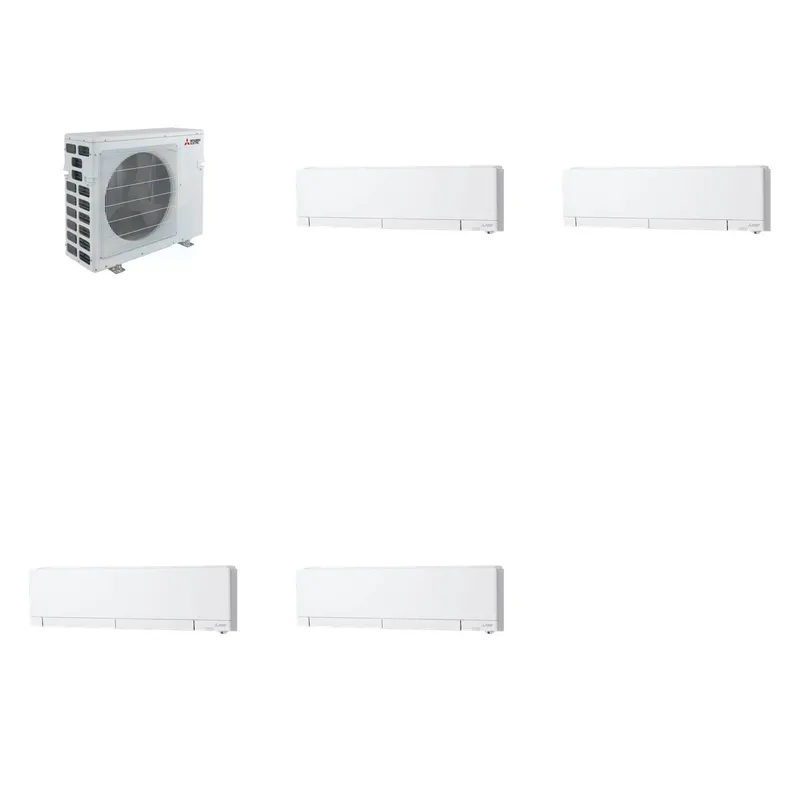 Mitsubishi Multi-Zone 40500 BTU R-454B 20 SEER2 4-Zone Wall-Mounted Hyper Heat Mini Split Heat Pump System - 12K+12K+12K+12K