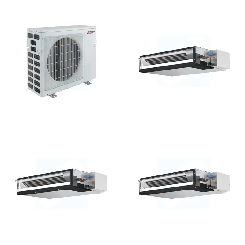 Mitsubishi Multi-Zone 40500 BTU R-454B 16 SEER2 3-Zone Ducted Low-Static Mini Split Heat Pump System - 12K+12K+15K