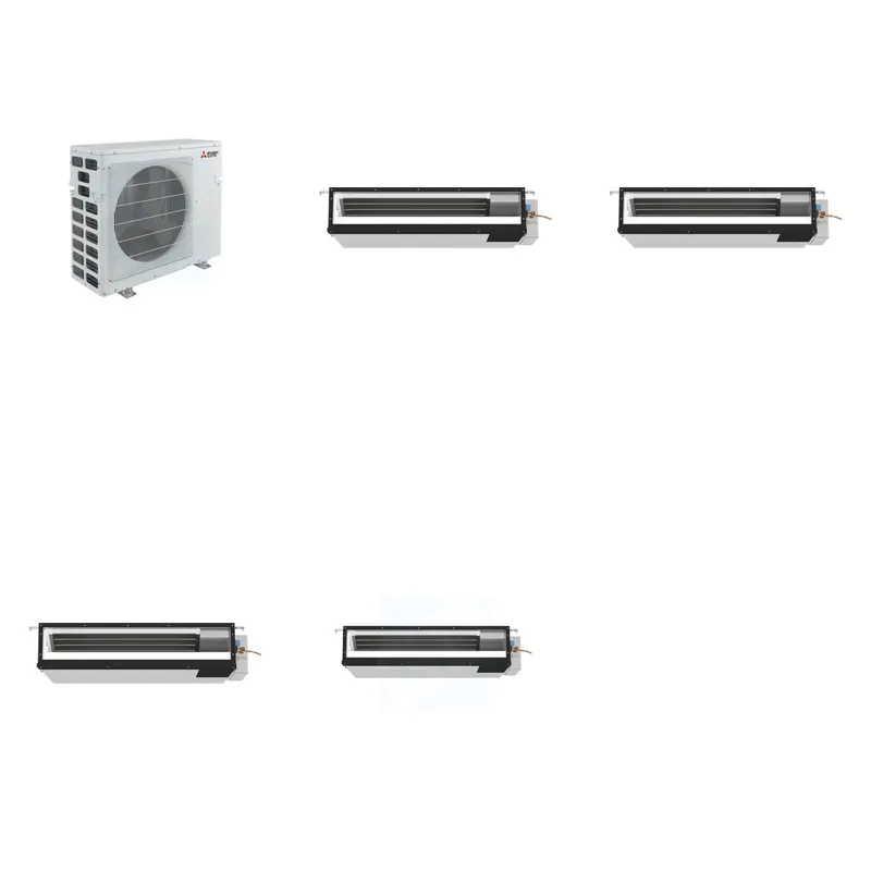 Mitsubishi Multi-Zone 40500 BTU R-454B 16 SEER2 4-Zone Ducted Low-Static Mini Split Heat Pump System - 9K+9K+9K+18K