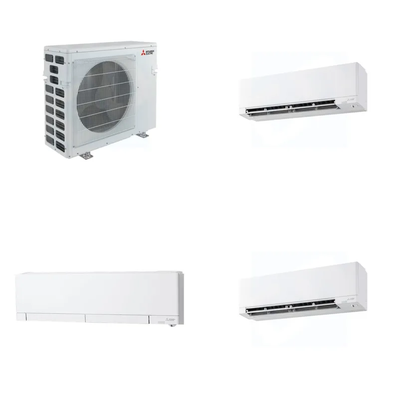 Mitsubishi Multi-Zone 40500 BTU R-454B 20 SEER2 3-Zone Wall-Mounted Hyper Heat Mini Split Heat Pump System - 9K+12K+15K