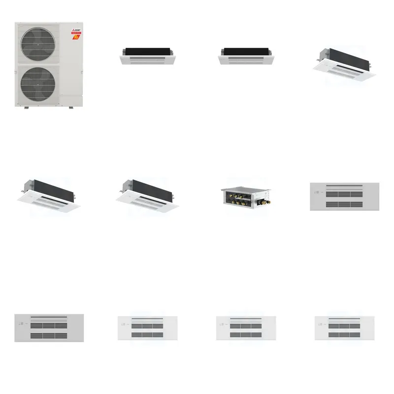 Mitsubishi Multi-Zone 60000 BTU R-454B 20 SEER2 5-Zone 1-Way Ceiling Cassette Mini Split Heat Pump System - 6K+6K+18K+18K+18K