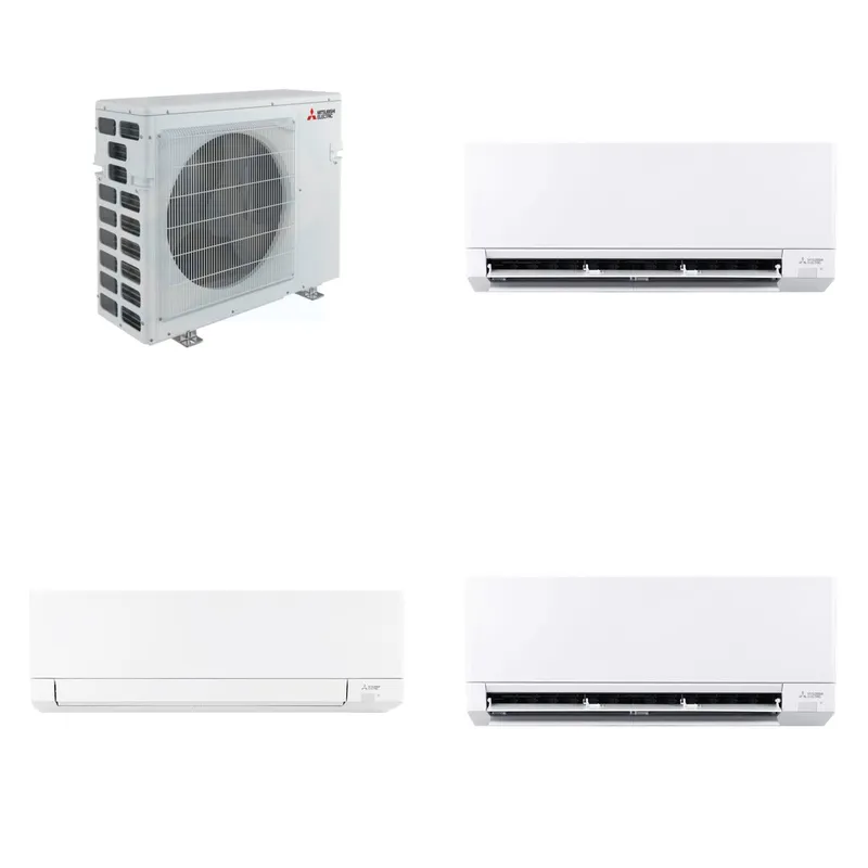 Mitsubishi Multi-Zone 40500 BTU R-454B 20 SEER2 3-Zone Wall-Mounted Mini Split Heat Pump System - 9K+18K+24K