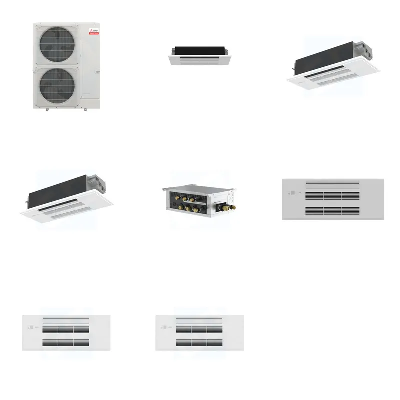 Mitsubishi Multi-Zone 36000 BTU R-454B 20 SEER2 3-Zone 1-Way Ceiling Cassette Mini Split Heat Pump System - 6K+12K+12K
