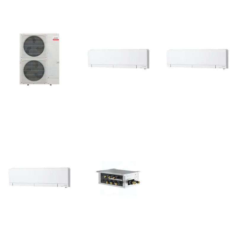 Mitsubishi Multi-Zone 36000 BTU R-454B 20 SEER2 3-Zone Wall-Mounted Hyper Heat Mini Split Heat Pump System - 6K+6K+6K