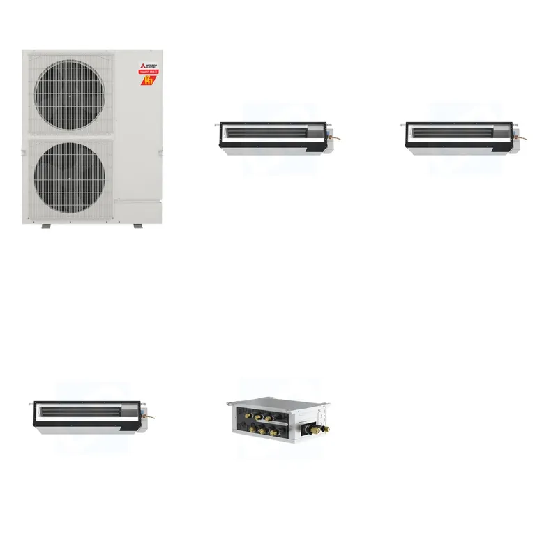 Mitsubishi Multi-Zone 60000 BTU R-454B 16 SEER2 3-Zone Ducted Low-Static Mini Split Heat Pump System - 18K+18K+18K