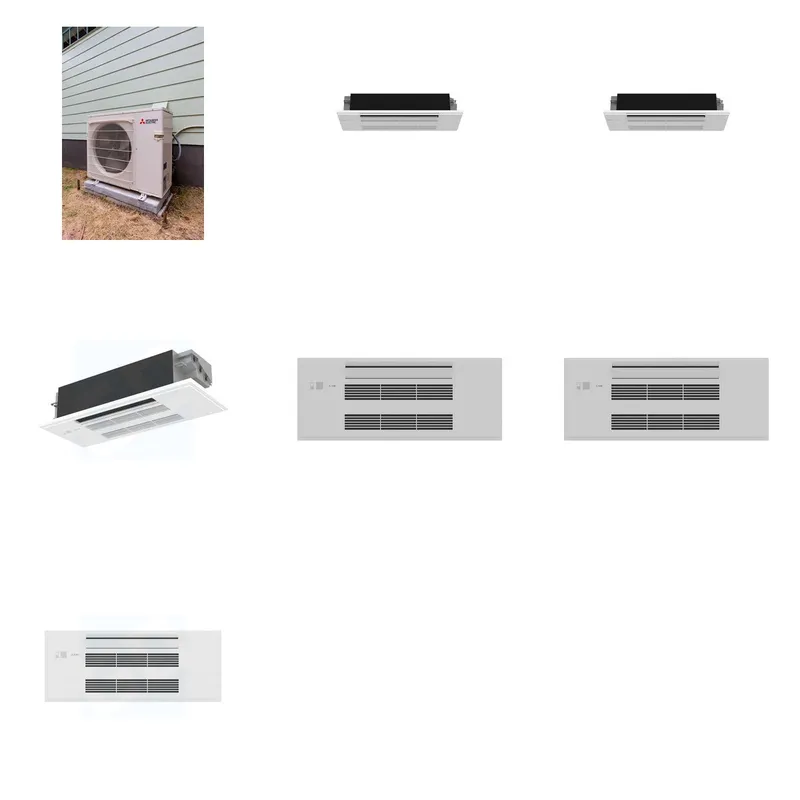 Mitsubishi Multi-Zone 22000 BTU R-454B 20 SEER2 3-Zone 1-Way Ceiling Cassette Mini Split Heat Pump System - 6K+6K+12K