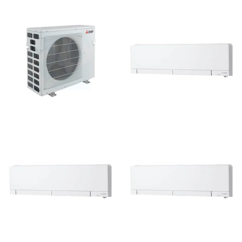 Mitsubishi Multi-Zone 40500 BTU R-454B 20 SEER2 3-Zone Wall-Mounted Hyper Heat Mini Split Heat Pump System - 6K+6K+6K