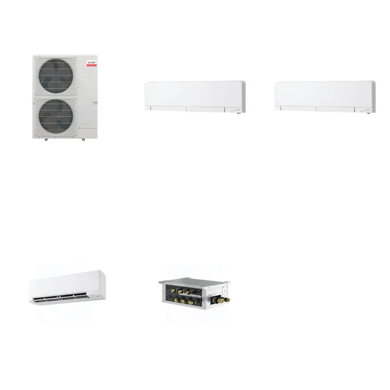 Mitsubishi Multi-Zone 36000 BTU R-454B 20 SEER2 3-Zone Wall-Mounted Hyper Heat Mini Split Heat Pump System - 6K+6K+18K