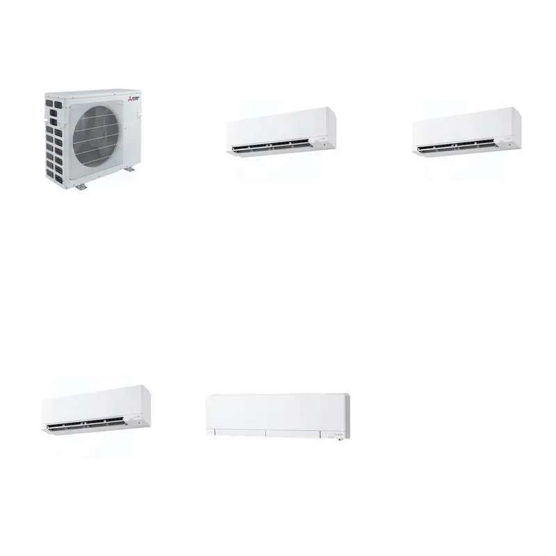 Mitsubishi Multi-Zone 40500 BTU R-454B 20 SEER2 4-Zone Wall-Mounted Hyper Heat Mini Split Heat Pump System - 9K+9K+9K+12K