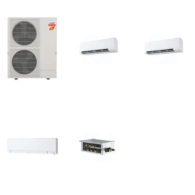 Mitsubishi Multi-Zone 60000 BTU R-454B 20 SEER2 3-Zone Wall-Mounted Hyper Heat Mini Split Heat Pump System - 9K+9K+12K