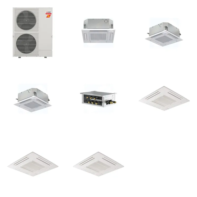 Mitsubishi Multi-Zone 60000 BTU R-454B 20 SEER2 3-Zone 2'x2' Ceiling Cassette Mini Split Heat Pump System - 12K+15K+15K