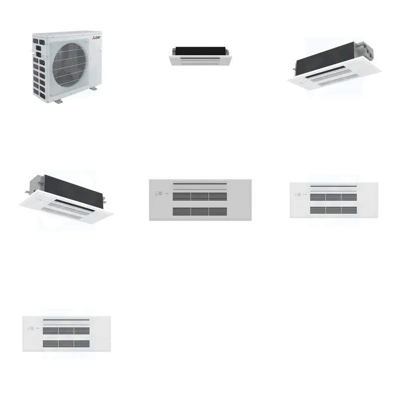 Mitsubishi Multi-Zone 40500 BTU R-454B 20 SEER2 3-Zone 1-Way Ceiling Cassette Mini Split Heat Pump System - 6K+12K+18K