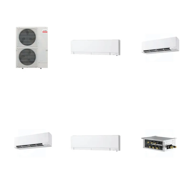 Mitsubishi Multi-Zone 36000 BTU R-454B 20 SEER2 4-Zone Wall-Mounted Hyper Heat Mini Split Heat Pump System - 6K+9K+9K+12K