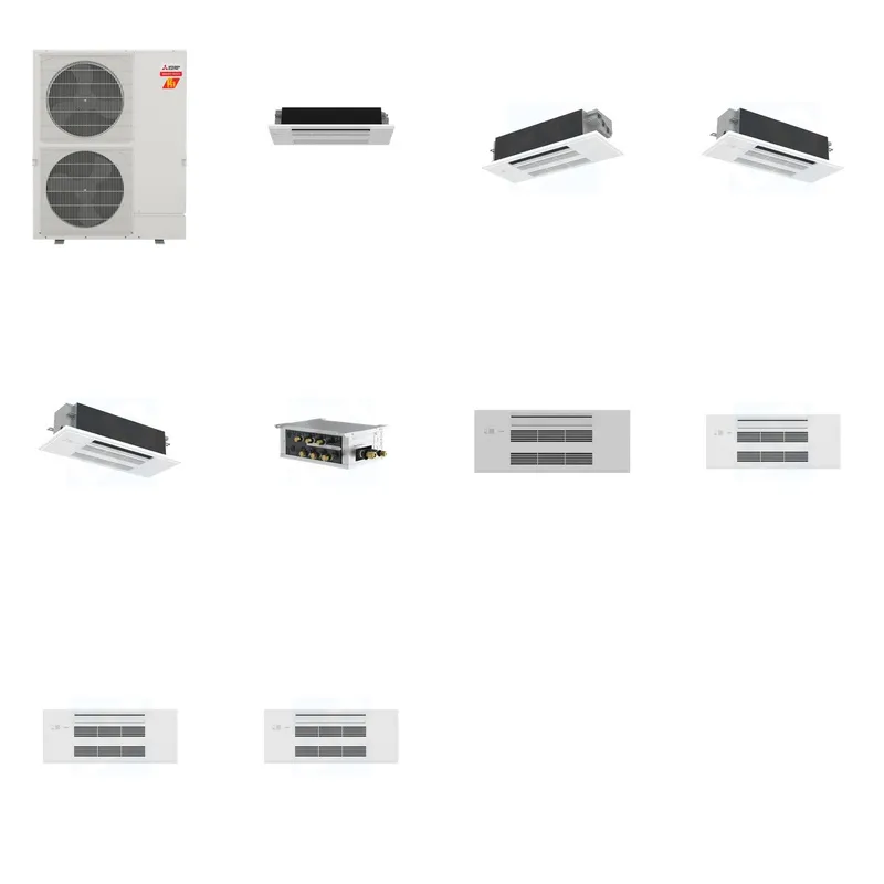 Mitsubishi Multi-Zone 60000 BTU R-454B 20 SEER2 4-Zone 1-Way Ceiling Cassette Mini Split Heat Pump System - 6K+12K+18K+18K