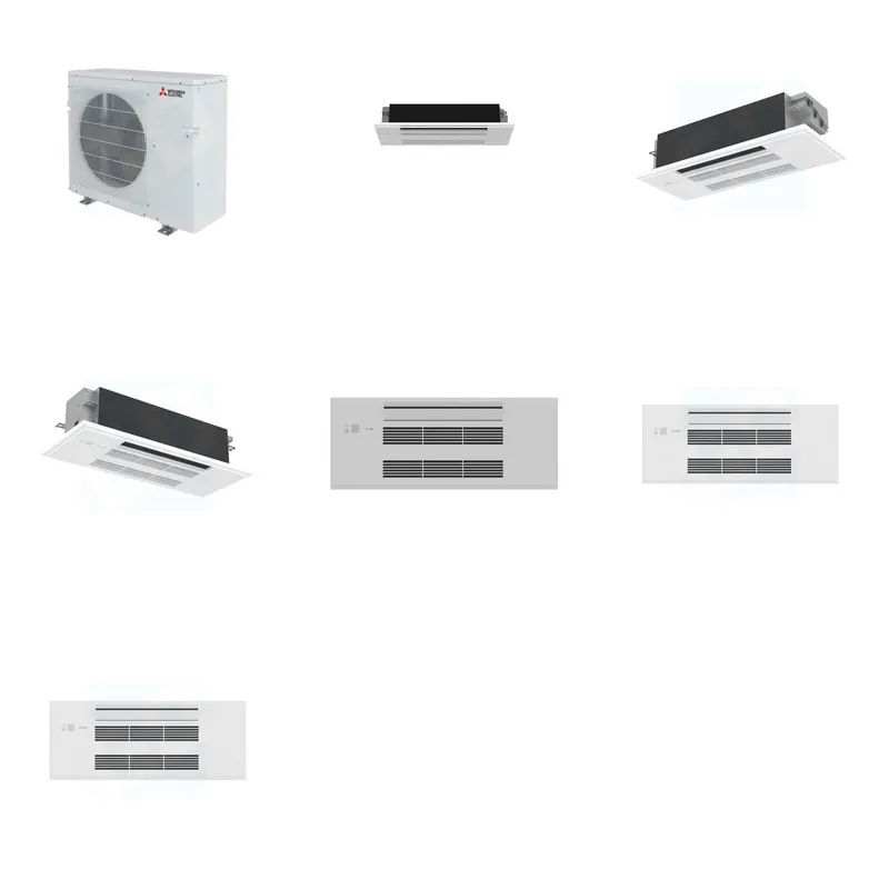 Mitsubishi Multi-Zone 28600 BTU R-454B 20 SEER2 3-Zone 1-Way Ceiling Cassette Mini Split Heat Pump System - 6K+12K+18K