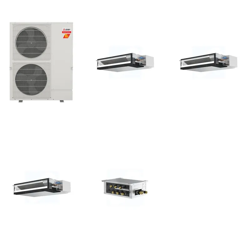 Mitsubishi Multi-Zone 60000 BTU R-454B 16 SEER2 3-Zone Ducted Low-Static Mini Split Heat Pump System - 15K+15K+15K