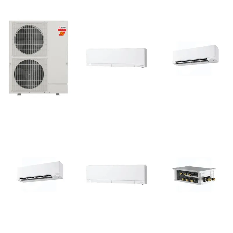 Mitsubishi Multi-Zone 60000 BTU R-454B 20 SEER2 4-Zone Wall-Mounted Hyper Heat Mini Split Heat Pump System - 6K+9K+9K+12K