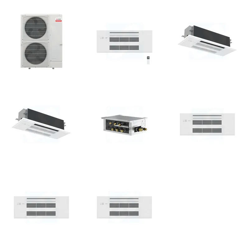 Mitsubishi Multi-Zone 36000 BTU R-454B 20 SEER2 3-Zone 1-Way Ceiling Cassette Mini Split Heat Pump System - 9K+18K+18K