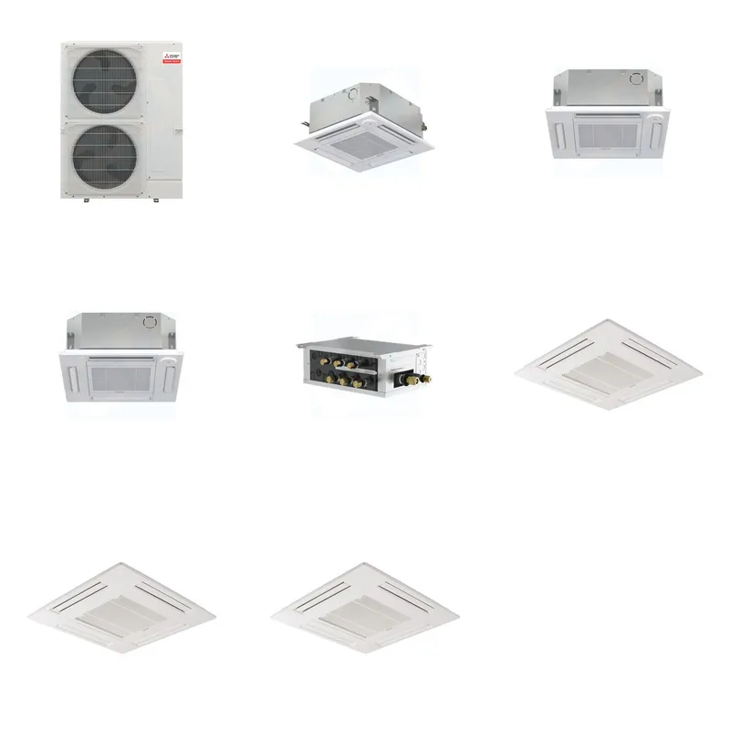 Mitsubishi Multi-Zone 36000 BTU R-454B 20 SEER2 3-Zone 2'x2' Ceiling Cassette Mini Split Heat Pump System - 9K+12K+12K
