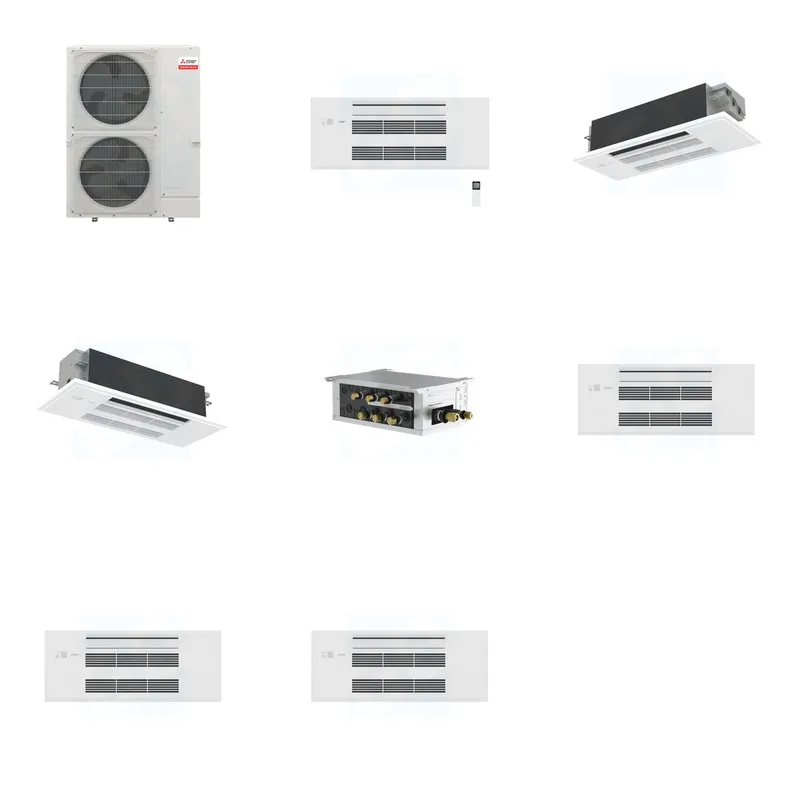 Mitsubishi Multi-Zone 48000 BTU R-454B 20 SEER2 3-Zone 1-Way Ceiling Cassette Mini Split Heat Pump System - 9K+12K+18K