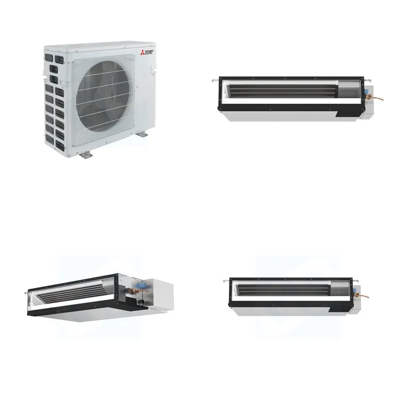 Mitsubishi Multi-Zone 40500 BTU R-454B 16 SEER2 3-Zone Ducted Low-Static Mini Split Heat Pump System - 9K+12K+18K