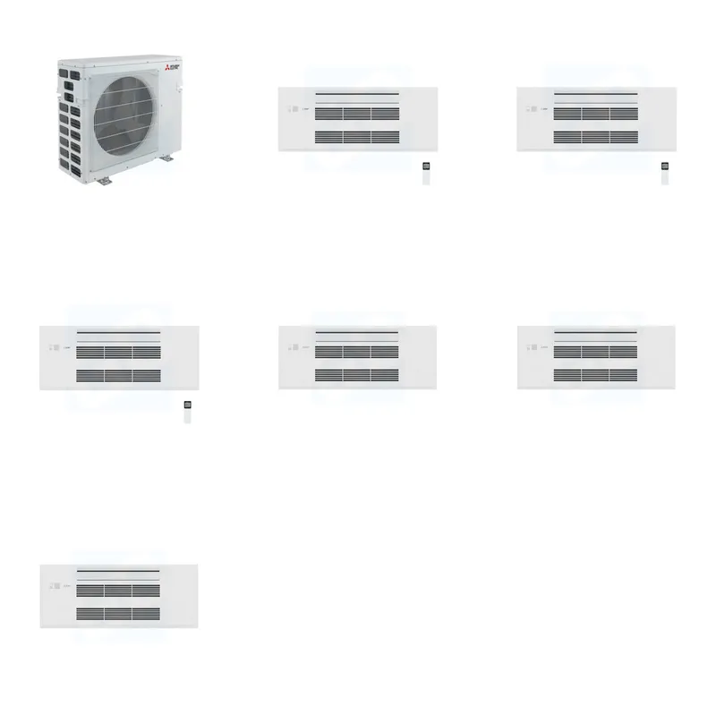 Mitsubishi Multi-Zone 40500 BTU R-454B 20 SEER2 3-Zone 1-Way Ceiling Cassette Mini Split Heat Pump System - 9K+9K+9K