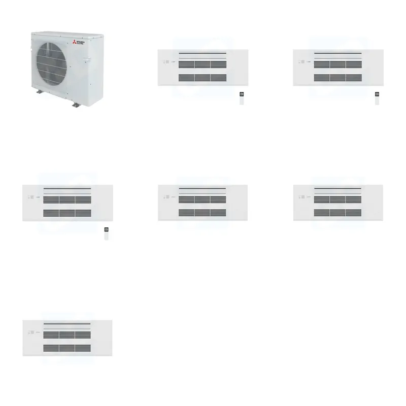 Mitsubishi Multi-Zone 28600 BTU R-454B 20 SEER2 3-Zone 1-Way Ceiling Cassette Mini Split Heat Pump System - 9K+9K+9K