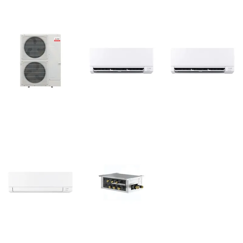Mitsubishi Multi-Zone 36000 BTU R-454B 20 SEER2 3-Zone Wall-Mounted Mini Split Heat Pump System - 6K+6K+18K