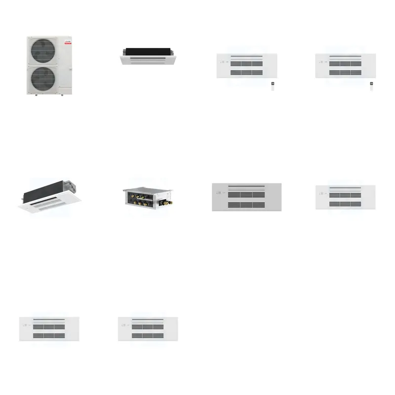 Mitsubishi Multi-Zone 36000 BTU R-454B 20 SEER2 4-Zone 1-Way Ceiling Cassette Mini Split Heat Pump System - 6K+9K+9K+12K